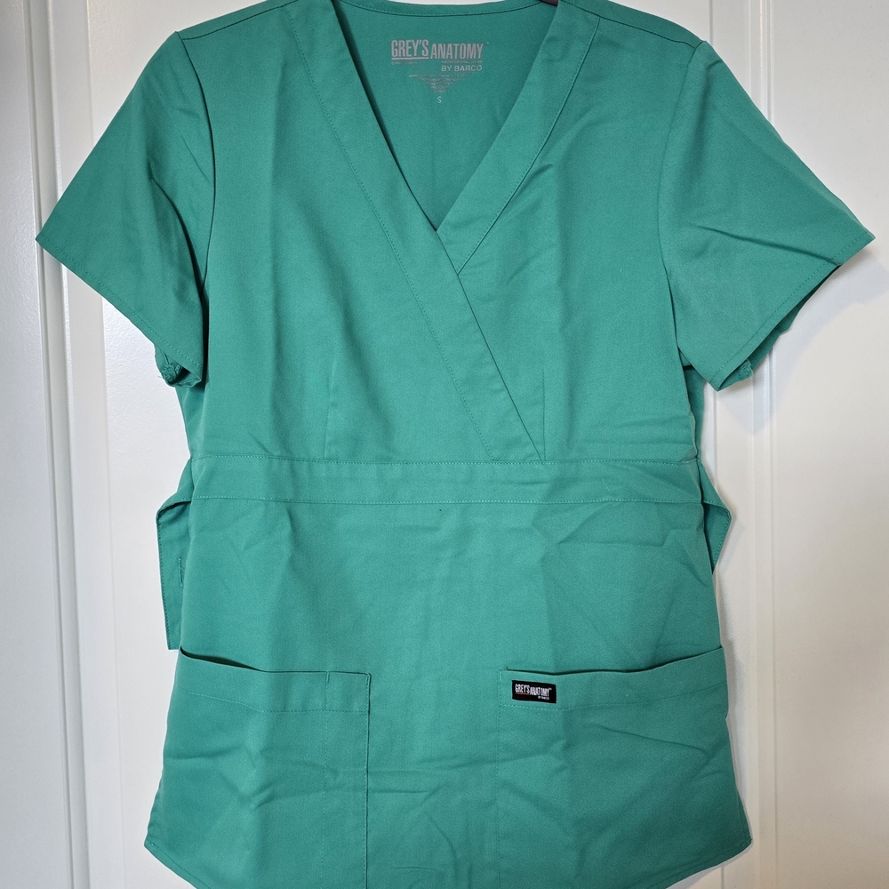 Grey's Anatomy Green Mock Wrap Scrub Top